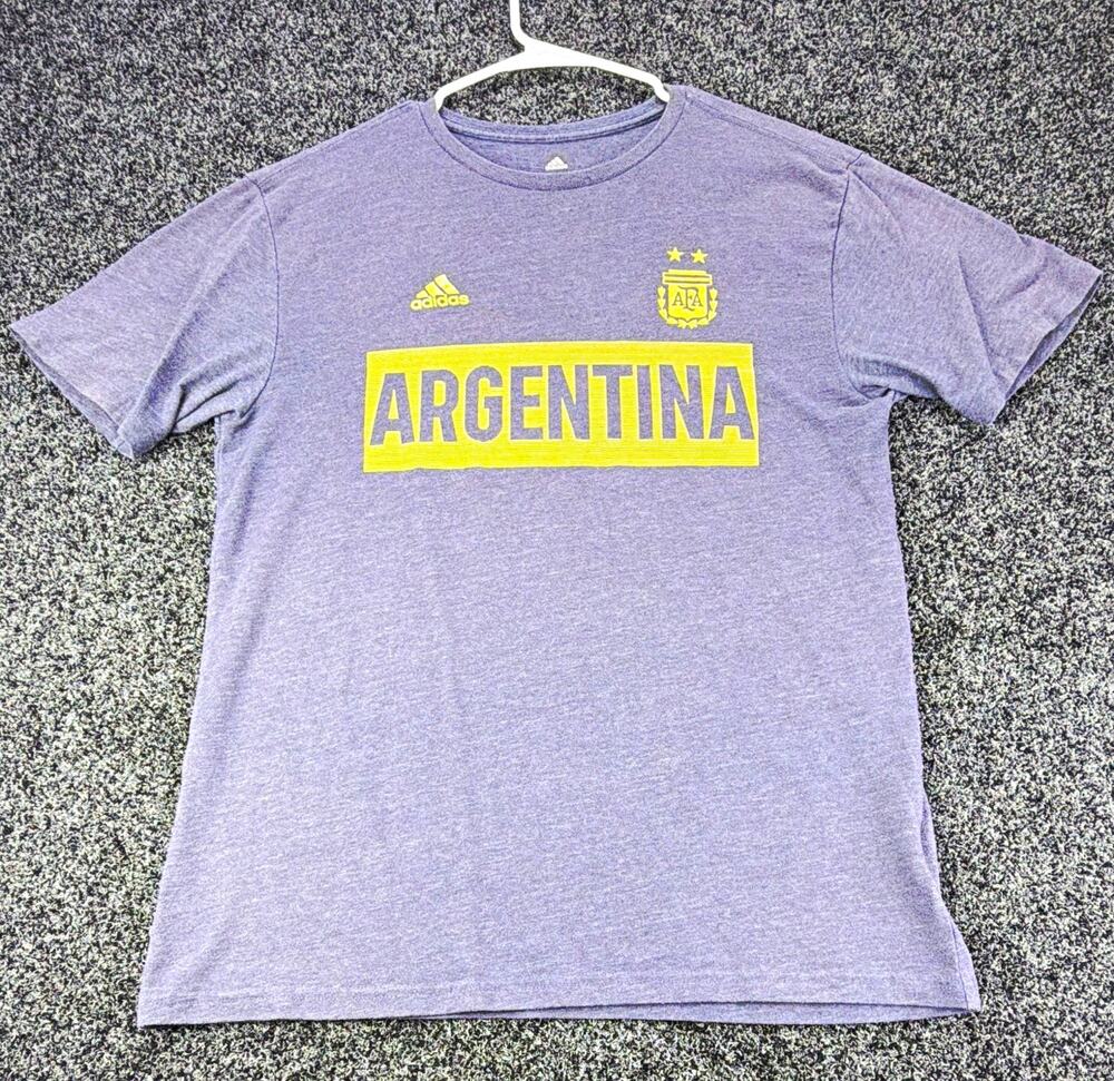 adidas Argentina National Team Soccer T-Shirt Size M Blue Yellow